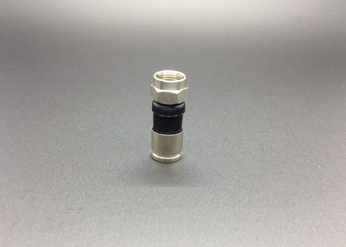 F Coaxial Cable Connector Twist On Compression Type Zinc Alloy / Nickel Plated