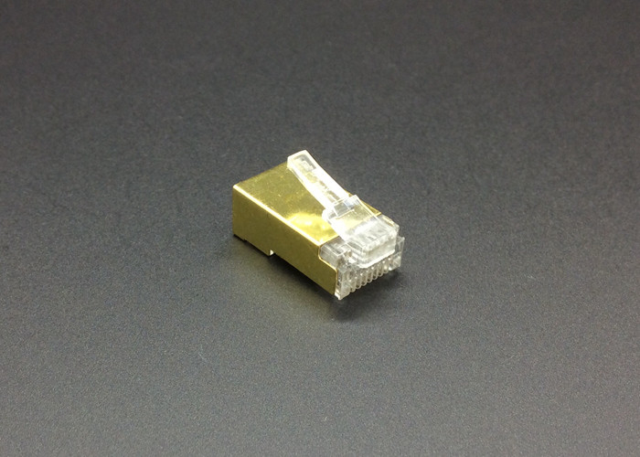 Shielded 8P8C Internet CCTV Cable Accessories RJ45 Modular Plug FTP CAT5E Gold Color