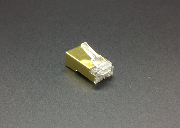 Shielded 8P8C Internet CCTV Cable Accessories RJ45 Modular Plug FTP CAT5E Gold Color