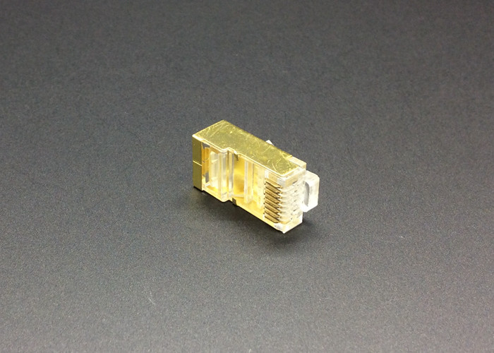 Shielded 8P8C Internet CCTV Cable Accessories RJ45 Modular Plug FTP CAT5E Gold Color